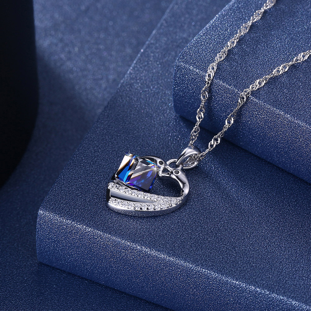 925 sterling silver austria crystal heart necklace lk-610
